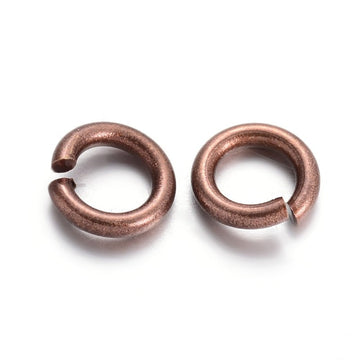 J008 - THICK - 500 pcs Antique Copper Open Jump Rings - 6mm x 1mm - 18 Gauge (1mm thick)