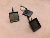 E324 - 10 pcs. Antique Bronze Earring Clips Settings Lever Back Bezels Cabochons - 16mm Glue Pad Setting - Square
