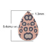 P1050 - 10 pcs. Leopard Faux Leather Dangle Charms Pendants - Teardrop - Black and Pink - 54mm (2.13") - Double Sided