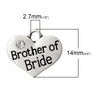 P080 - 4 pcs. Antique Silver "Brother of Bride" charm with rhinestone- 16 mm X 14 mm