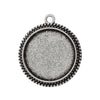 P479 - 10 pcs. Antique Silver Circle Round Bezel Cabochon Pendant Tags Trays - 16mm Glue Pad Settings - Design B
