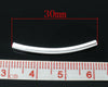 BD459 - 100 pcs. Silver Plated Noodle Tube Long Thin Smooth Curved Beads - 30mm x 2.5mm (1 1/8") - Made of Copper! High Quality! Hole Size: 2mm