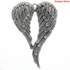 P824 - 10 pcs. EXTRA LARGE - Antique Silver Angel Wing Carved Wing Charms Pendants - 69mm X 47mm (2.71" x 1.85")