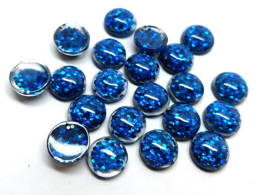 CA213 - 10 pcs Druzy Resin Embellishment Cabochons - 12mm - Glitter Style - Royal Blue - Solid