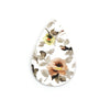P876 - 10 pcs. White and Orange Floral Faux Leather Dangle Charms Pendants - Teardrop - 56mm (2.2") - Double Sided - Great for Earrings, Necklaces or Dangles