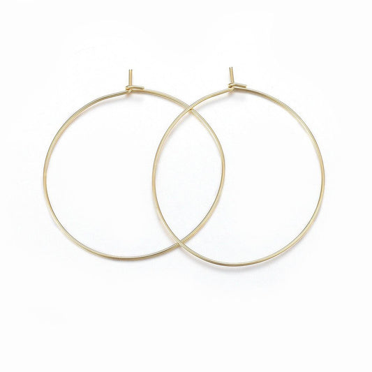 W479 - 10 pcs. 304 Stainless Steel Gold Plated Wine Charm / Earwire Hoop Rings - 35mm - 21 Gauge (0.7mm Thick) - Tarnish Resistant! Style B