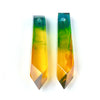 P2007 - 2 pcs. Yellow and Green Clear Resin and Wood Long Pendant - 63mm x 14mm - (2.5" x 0.6") - Great for Earrings and Necklaces!
