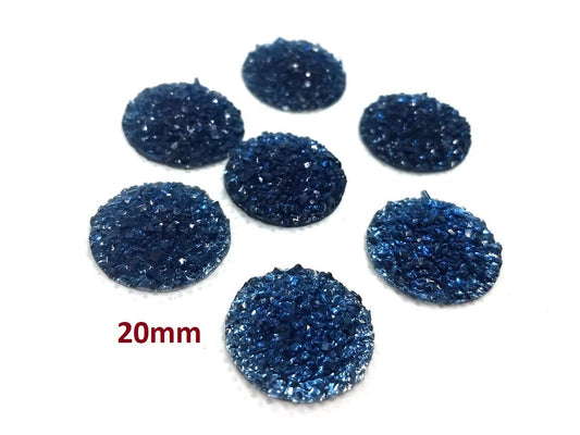 CA644 - 10 pcs Druzy Resin Embellishment Cabochons Starry Blue - 20mm - Dome Style