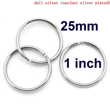 J178A - 10 pcs. Silver Tone Split Rings Key Rings - 25mm (1 inch)