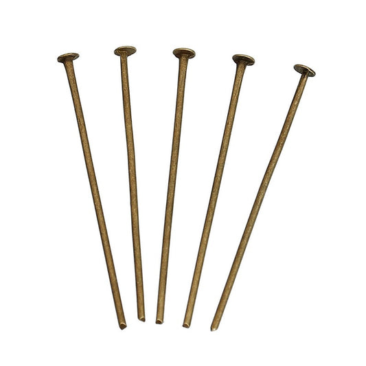A055 - 150 pcs. Antique Bronze Flat Head Pins - 30mm x 0.8mm - 20 Gauge
