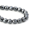 BD358 - 50 pcs. - 8mm Gunmetal Black Hematite Faceted Round Beads - 15 6/8 inch strand (40cm) - 0.9mm Hole Size - Grade A