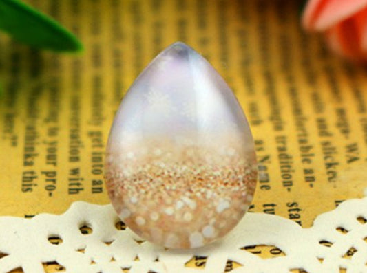 CA519 - Lot of 10 Teardrop Clear Glass Dome Seals Tiles Cabochons Drop - 25mm x 18mm (1" x 0.7") - Sand