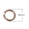J066 - 100 pcs Rose Gold Plated Open Jump Rings 4mm - 20 Gauge (0.8mm Thick) - High Quality