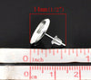 E111C - 1000 pcs. Silver Plated Earring Posts Studs Settings Bezels Cabochons Tacks- 12mm Glue Pad Setting