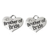 P080 - 4 pcs. Antique Silver "Brother of Bride" charm with rhinestone- 16 mm X 14 mm