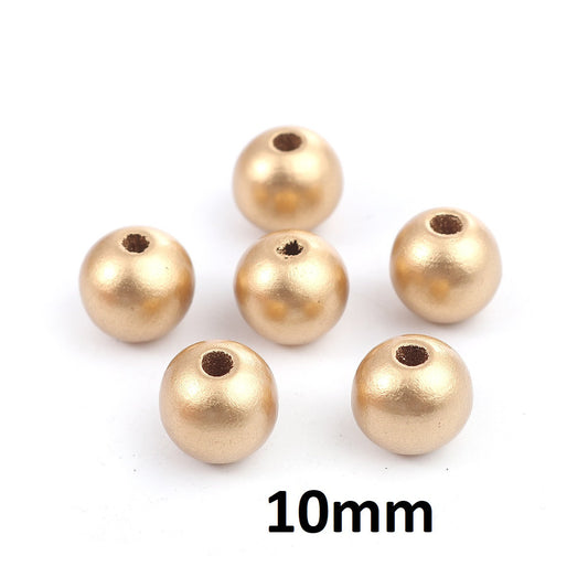 BD663 - 200 pcs Golden Wooden Wood Round Spacer Beads - 10x9mm - Gold - Light - Hole Size: 2.6mm
