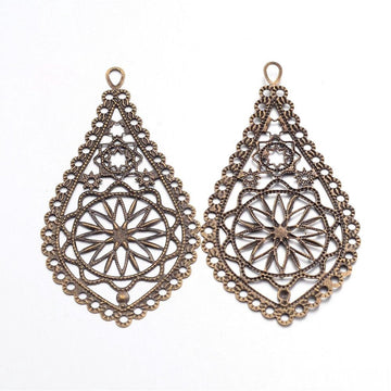 P397 - 10 pcs. Antique Bronze Teardrop Metal Pendants Dangle Charms Pendants - 66mm x 35mm (2.6" x 1.4") - Great for Statement Earrings &amp; Dangles!