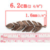 P294 - 3 pcs. LARGE - Antique Copper Leaf Chain Feather Charms Pendants - 62mm X 17mm (2.44" x 0.67")