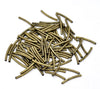 BD275 - 100 pcs. Antique Bronze Noodle Tube Long Thin Curved Beads - 20mm x 2mm (3/4" x 1/8") - Made of Copper! High Quality!