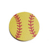 P2008 - 10 pcs. Yellow and Red Softball Ball Faux Leather Dangle Charms Pendants - Circle - Sports - 45mm (1.77") - Double-Sided