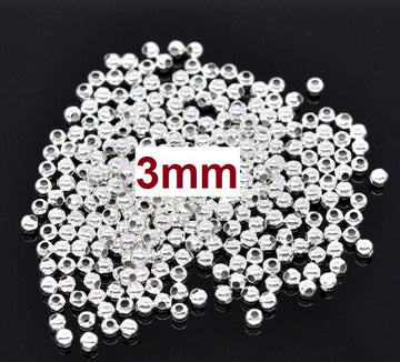 BD515 - 1000 pcs Silver Plated Alloy Smooth Ball Spacer Beads- 3mm