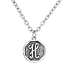 P102 - 4 pcs. Antique Silver LARGE Letter "H" Alphabet Letter Charm Pendant - 23mm x 20mm - Stamped Design