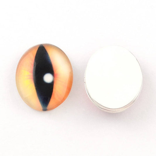 CA564A - 10 pcs Oval Dragon Cat Eyes Glass Round Dome Seals Tiles Cabochons - 18mm x 13mm - Assortment