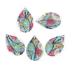 P651 - 10 pcs. Multicolor Teardrop Metal Enamel Dangle Charms Pendants - 26mm x 17mm - 1.1" - Teal Stem - Great for Earrings, Dangles