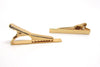 TC005A - 2pcs Gold Plated Tie Bars/Clips - 40x5mm Glue Pad