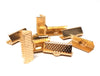 CR015 - 100 pcs. Gold Plated Textured Ribbon Crimp End Caps - 16mm x 8mm