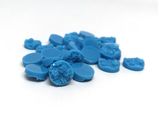 CA103 - 10 pcs Druzy Resin Embellishment Cabochons Cerulean Blue - 12mm Diameter - Circle - 5mm Thick