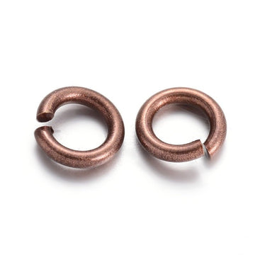 J009 - THICK - 100 pcs Antique Copper Open Jump Rings - 6mm x 1mm - 18 Gauge (1mm thick)