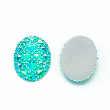 CA138 - 10 pcs Drusy Druzy Resin Embellishment Oval Cabochons - Blue Ice Mint Multicolor - 18x13mm - 18mm x 13mm - 13x18mm - Shimmer Style