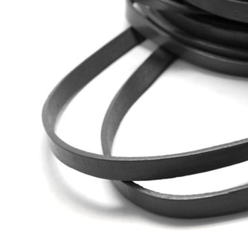 N049 - 5M (16.4 FT) - Black FLAT Real Cowhide Leather Jewelry Cord - 10mm Wide - SOLID