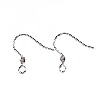 E538B - 1000 pcs 304 Stainless Steel Silver Tone Earring Hooks with Spring - 18mm x 17mm - Hole Size: 2mm - Tarnish Resistant!