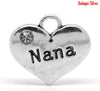 P081 - 4 pcs. Antique Silver "Nana" charm with rhinestone - 16mm X 14mm