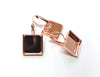 E325 - 10 pcs. Rose Gold Plated Earring Clips Settings Lever Back Bezels Cabochons - 16mm Glue Pad Setting - Square