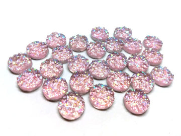 CA889 - 10 pcs Druzy Resin Embellishment Cabochons Light Pink Blush Multicolor - 12mm
