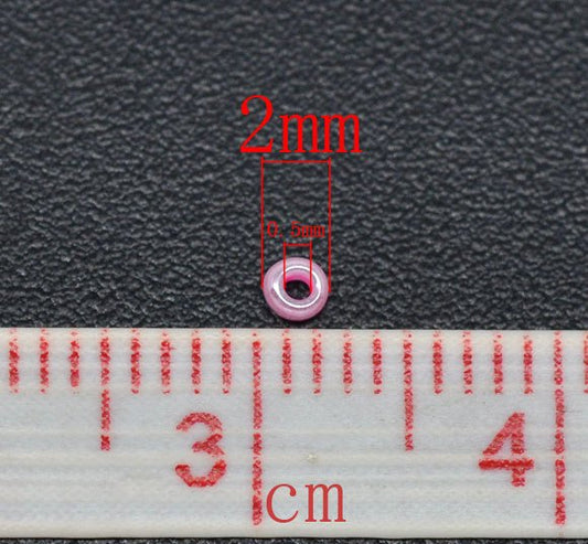 BD049A - 15 grams (1000 pcs.) - 10/0 Glass Seed Beads - 2mm Diameter - Hole: 0.5mm - Pink, Black, Purple, White