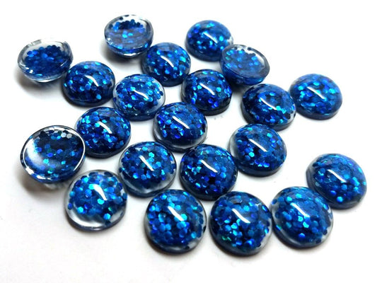 CA213 - 10 pcs Druzy Resin Embellishment Cabochons - 12mm - Glitter Style - Royal Blue - Solid