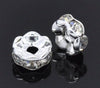 BD276 - 30 pcs Silver Plated Clear Rhinestone Rondelle Spacer Beads - 5mm - Curved Edges