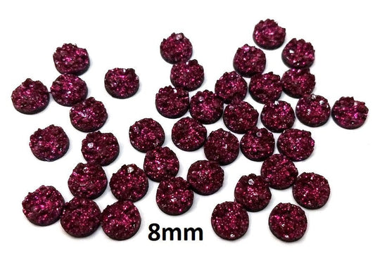 CA816 - 10 pcs Druzy Resin Embellishment Cabochons Berry Red Purple - 8mm
