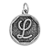 P103 - 4 pcs. Antique Silver LARGE Letter "L" Alphabet Letter Charm Pendant - 23mm x 20mm - Stamped Design