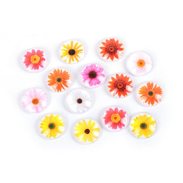 CA453 - 10 pcs Circle Flower Assortment Glass Round Dome Seals Tiles Cabochons - 20mm (3/4") - Style B