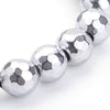 BD409 - 50 pcs. - 8mm Silver Synthetic Hematite Round Faceted Non-Magnetic Beads - 15.7 inch strand - Hole Size: 1mm - Grade AA