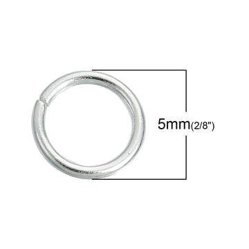 J091 - 5 pcs 925 Sterling Silver Open Jump Rings - 5mm - 22 Gauge - Platinum Plated