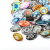 CA737 - 10 pcs Oval Mosaic Glass Round Dome Seals Tiles Cabochons - 25mm x 18mm - Assortment - 25x18mm - 6mm Thick