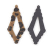 P2064 - 10 pcs. Brown Leopard Faux Fur Leather Dangle Charms Pendants - Rhombus - 74mm (2.91") - Great for Light Earrings or Dangles! Black Back