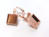 E325 - 10 pcs. Rose Gold Plated Earring Clips Settings Lever Back Bezels Cabochons - 16mm Glue Pad Setting - Square