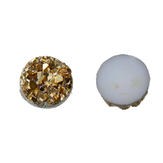CA214 - 10 pcs. Druzy Resin Embellishment Cabochons Gold Golden Shiny - 10mm